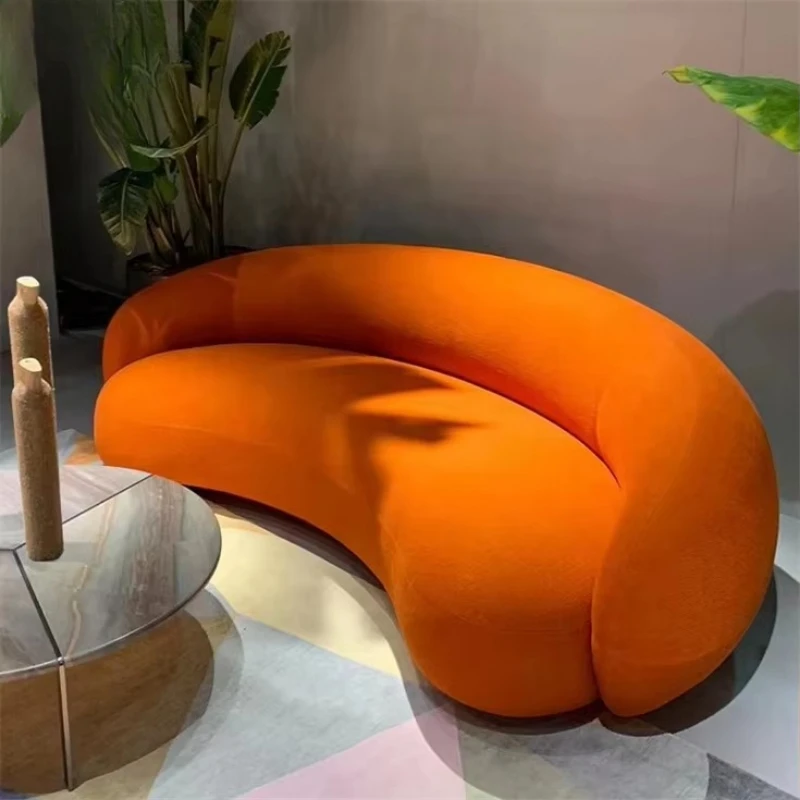 Modern velvet sofa casual furniture living room fabric curved sofa