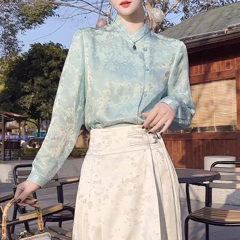 New Chinese style four season coat with double-sided glass, heavyweight mulberry silk jacquard, fashionable young woman