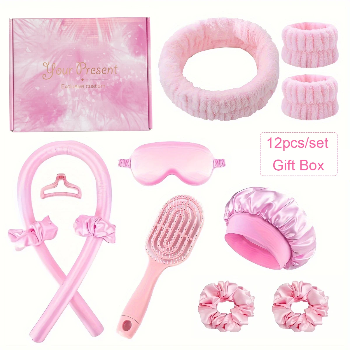 

12 PCs No Heat Manual Curler Set, Suitable for Long and Medium Length Hair, Salon DIY Styling