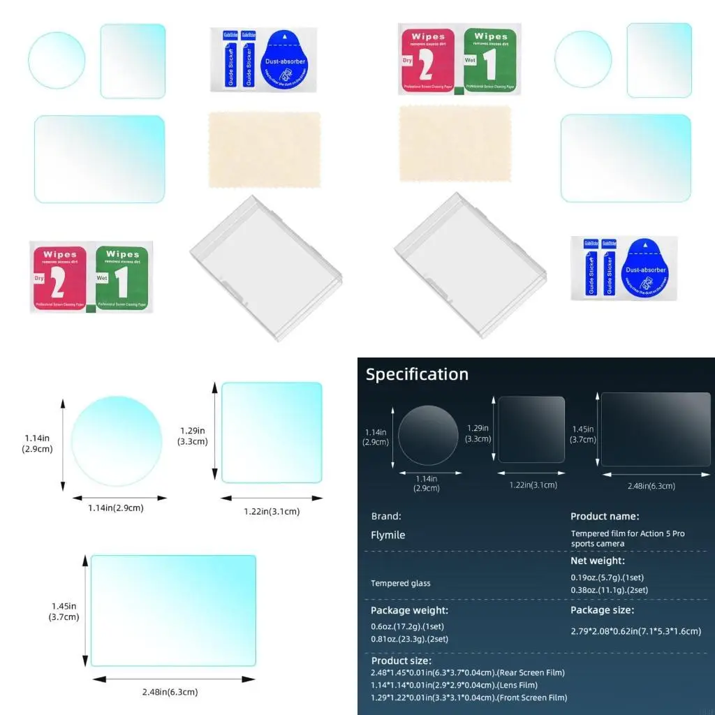

103F Protective Tempered Glass for Action 5Pro Camera Offering Full Coverage and Clear Viewing Screen Film Camera Accessory