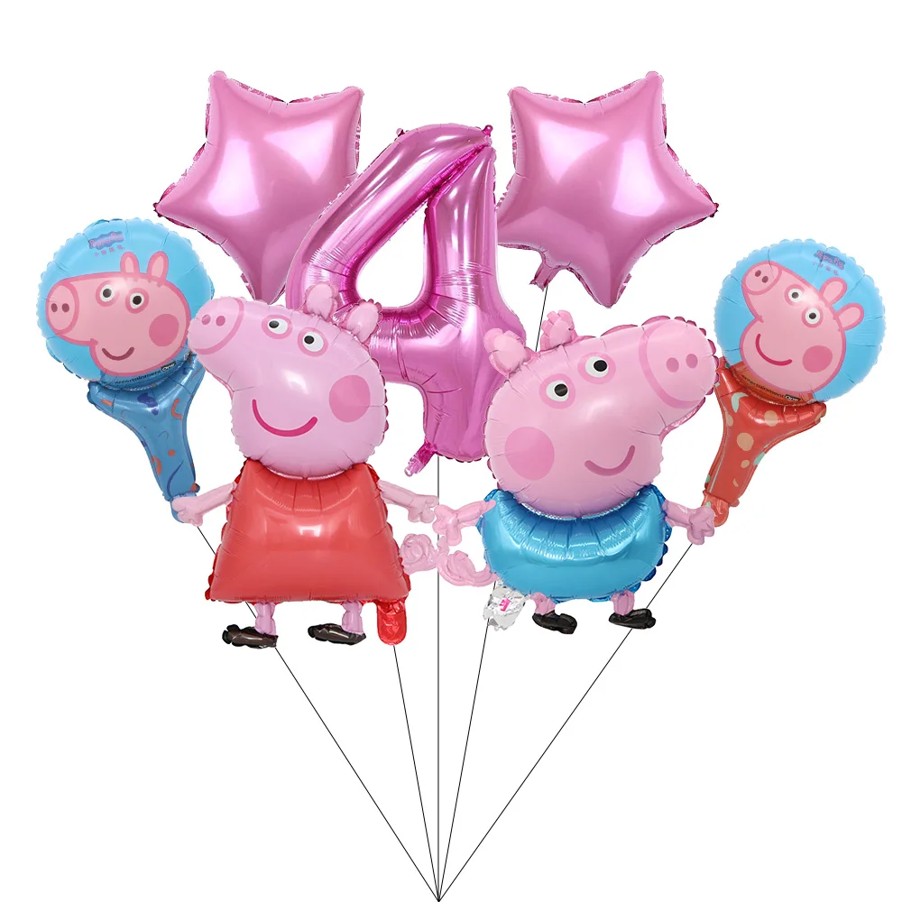 Cartoon Rosa Peppa Pig Geburtstagsparty Dekorations-Set George Pig Partyzubehör Teller Kindergeburtstag Geschenke Babyparty – Detail 5