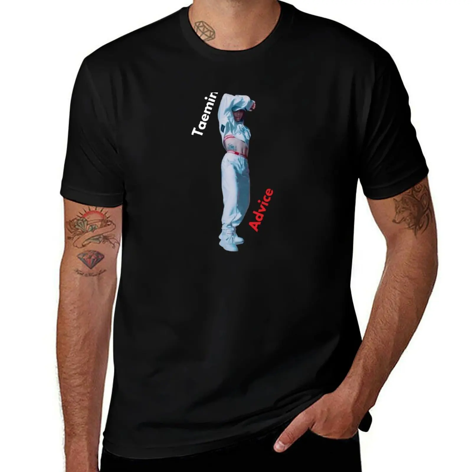 Taemin Advice Signature Tattoo pose T-Shirt t shirts cotton 100% T-Shirt