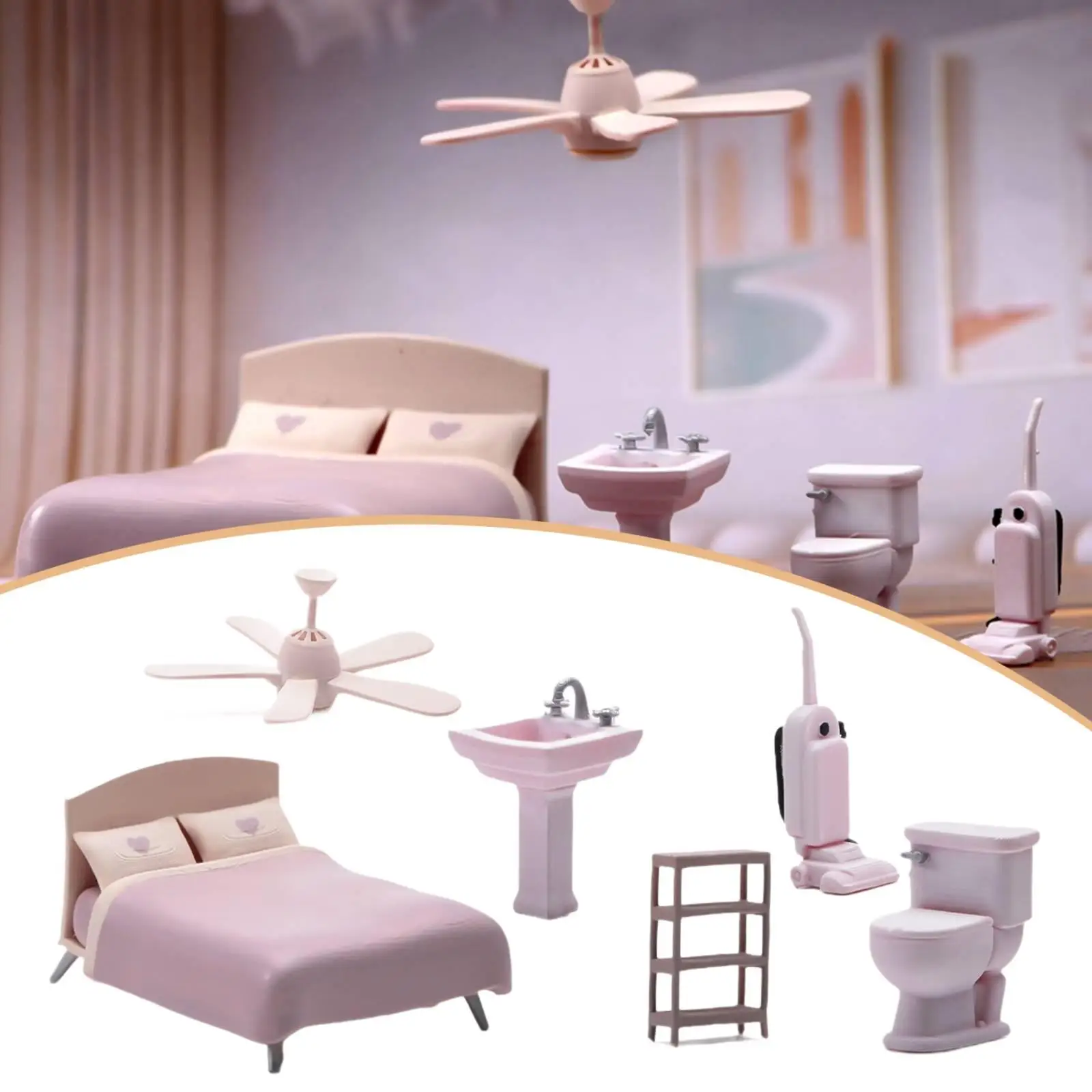 1-64-resin-miniature-bed-and-sink-toilet-mopping-machine-model-for-dollhouse-diorama-sand-table-architecture-scene-building