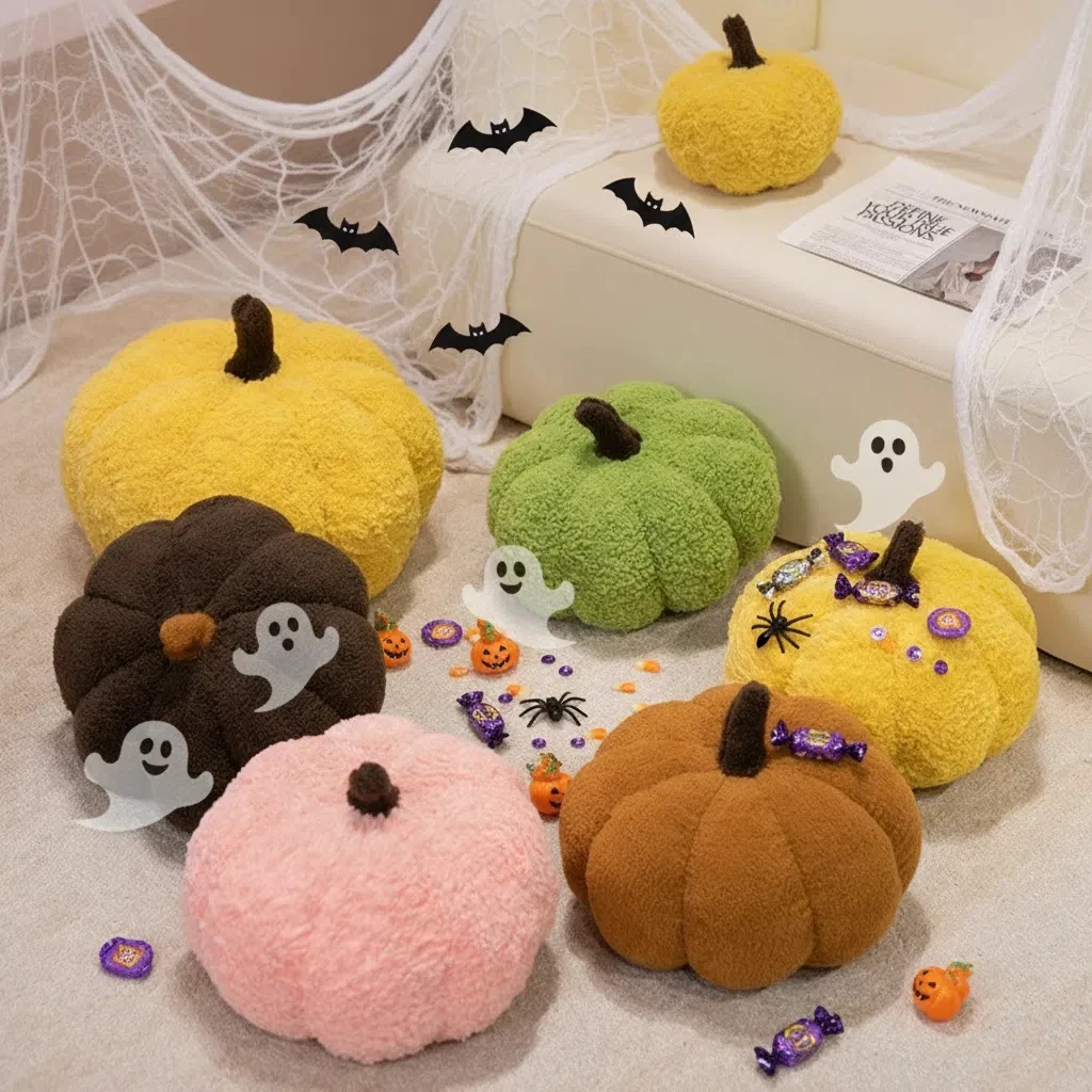 20/30/40cm travesseiro de pelúcia de abóbora de Halloween colorido suporte de cabeça de pelúcia decoração festa adereço presente