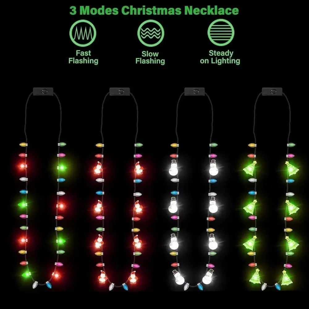 Novelty LED Light Up Christmas Necklace Lightweight Creative Glowing Xmas Necklace Cartoon Funny Light Bulb Necklace New Year view 5