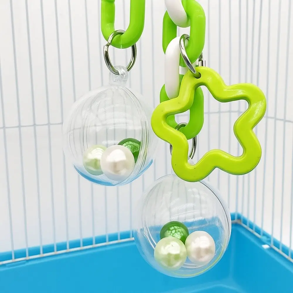 Bite Resistant Parrot Hanging Ball Transparent Ball with Bells Bird Chewing Colorful Bird Birdcage Climbing Ladder Interactive