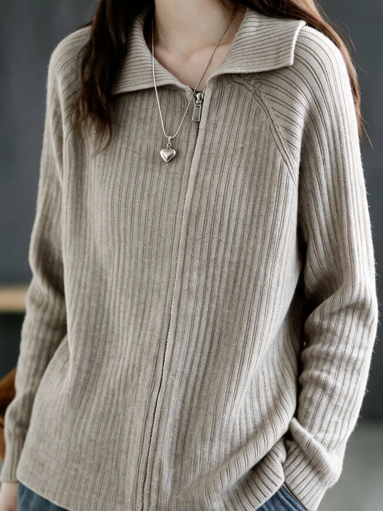 Artistic Style Women's Open Cardigan Sweater Side Zipper Versatile Autumn Winter New Arrival Elegant Fashionable Knitwear