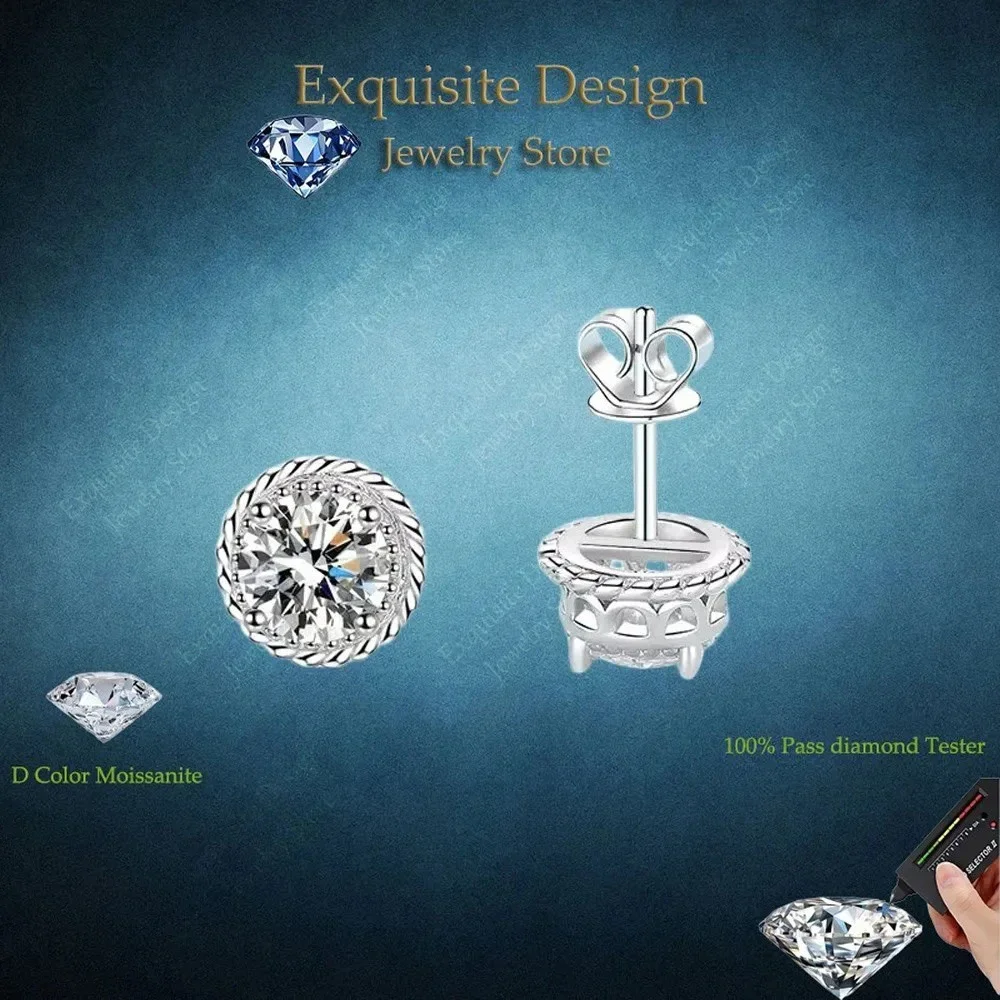 

Компактные серьги с четырьмя когтями ветряной мельницы, платиновые серьги PT950, женские свадебные серьги 1 карат с муассанитом и бриллиантами для девочек, ювелирные украшения для помолвки