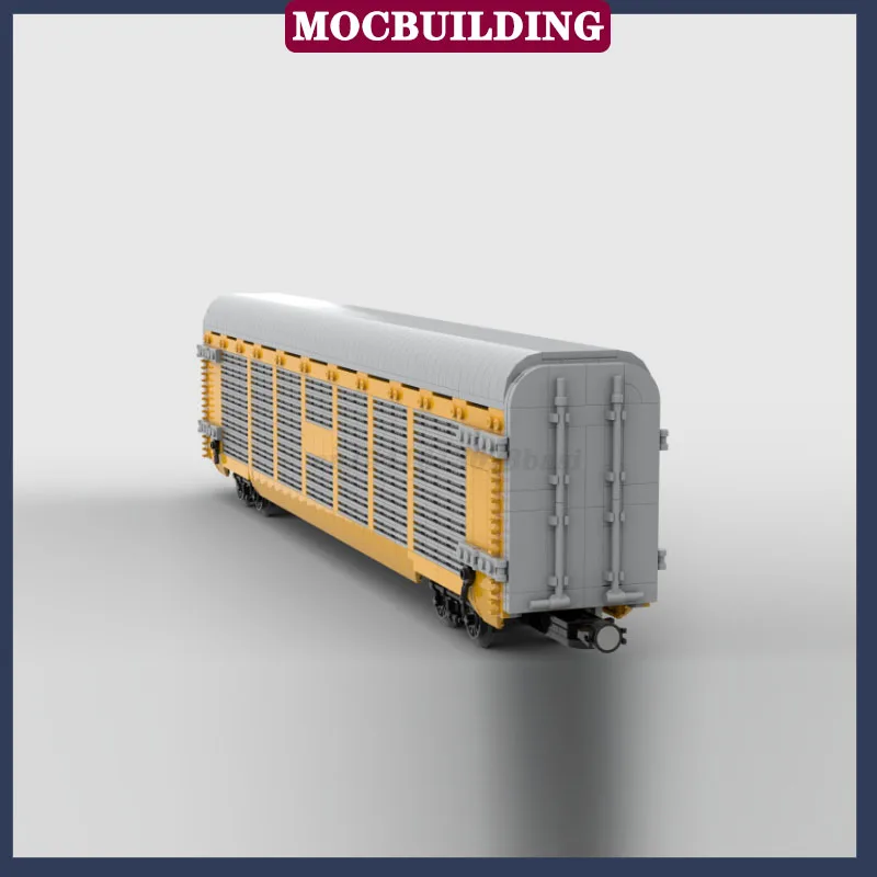 MOC City Train Car Autorack Railcar Model Building Block Assembly 1:48 Transport Locomotive Collection Series Toy Gifts