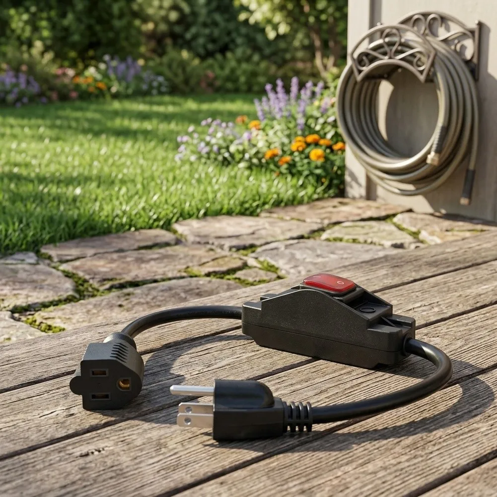 0.5M Extension Cord with Integrated Power Switch Compatible with For NEMA 5-15P and 5-15R Electrical Standards