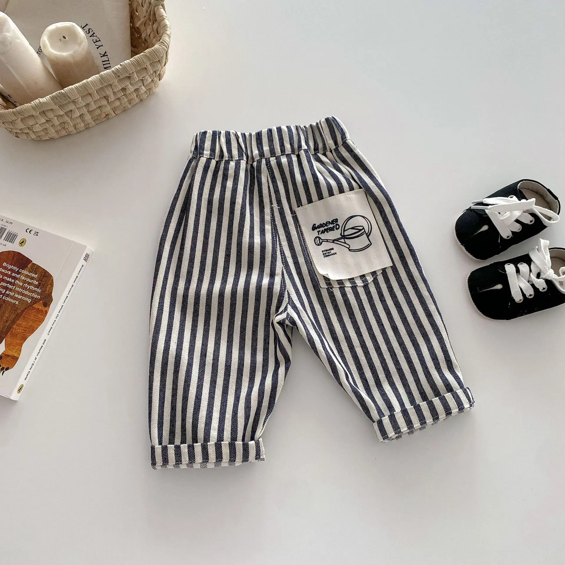 0-5 Jahre Frühling Herbst Kinderhosen Koreanischer Stil Kinder-Jeans Einfarbig und Gestreift Jungen Mädchen Denim-Hosen Kinderhosen – Detail 15