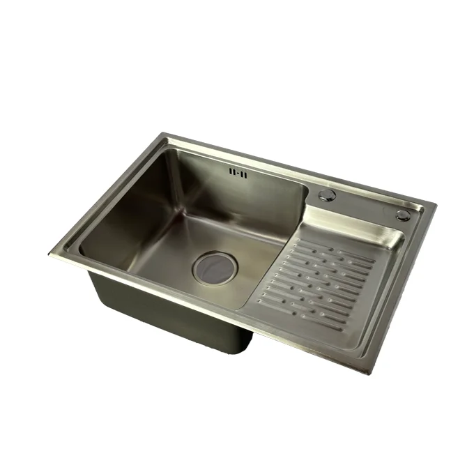 Handmade single bowl stainless steel laundry basin bottom installation hotel kitchen use model