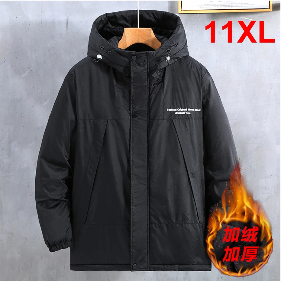 Jaqueta de lã grossa masculina, casual Windbreak Parkas, casaco carga masculino, plus size, 10XL, 11XL, moda, inverno