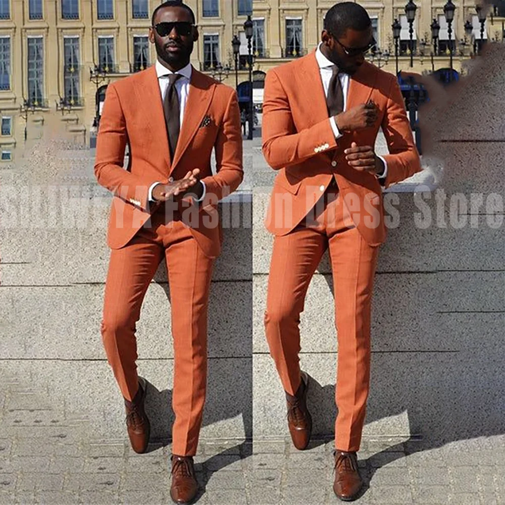 

Однобортный мужской костюм, комплект из 2 предметов, куртка, брюки, приталенный костюм для социальной вечеринки, деловой повседневный мужской пиджак, комплект Trajes Para Hombre