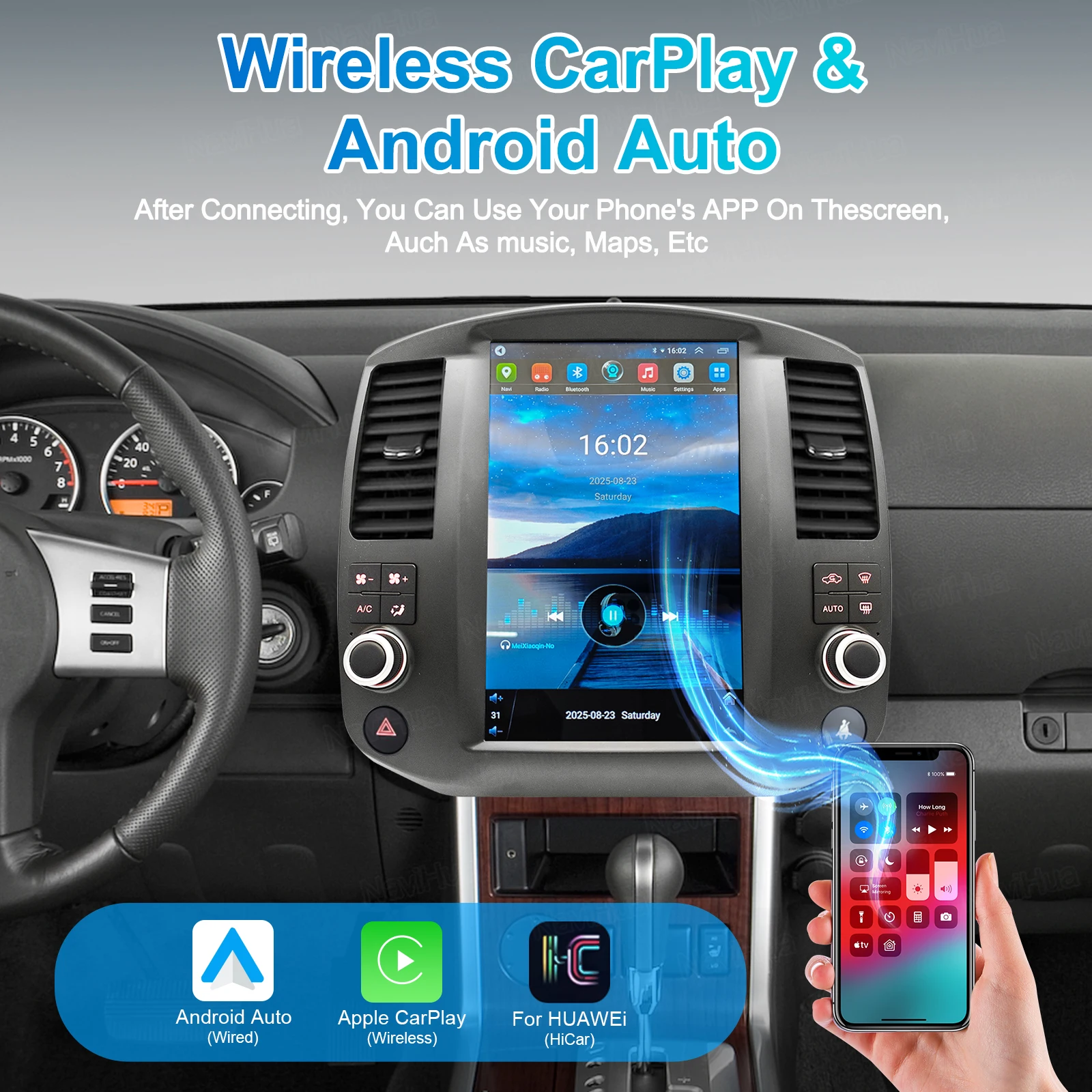 日産パスファインダー/ナバラ（2008-2012）用新型12.1インチ縦型スクリーンAndroidカーステレオ、GPSステレオナビゲーション、Carplay搭載