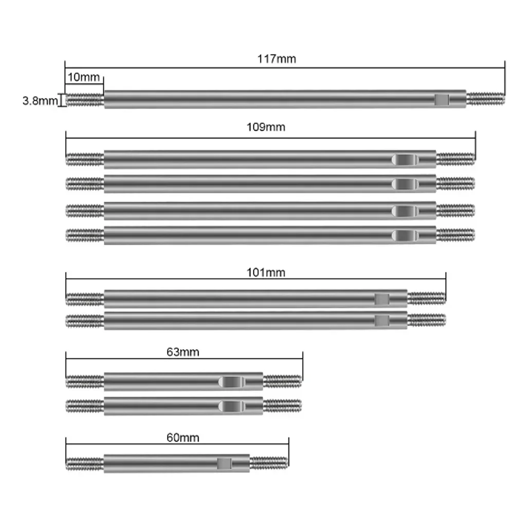 10 pezzi completamente in acciaio inossidabile 313mm passo asta di collegamento per Trxs TRX-4 TRX4 1/10 RC Crawler auto parti di aggiornamento