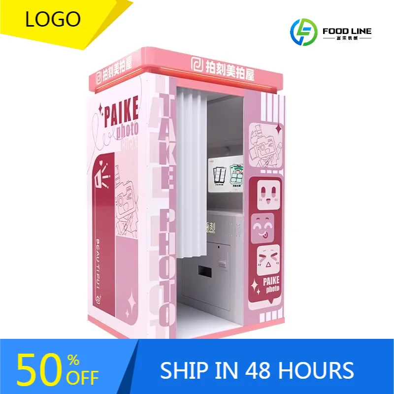 Commercial Korean-Style Red Beauty Camera Shopping Mall Display Online Ce Big Stickers Self-Service Coin Metal Customized
