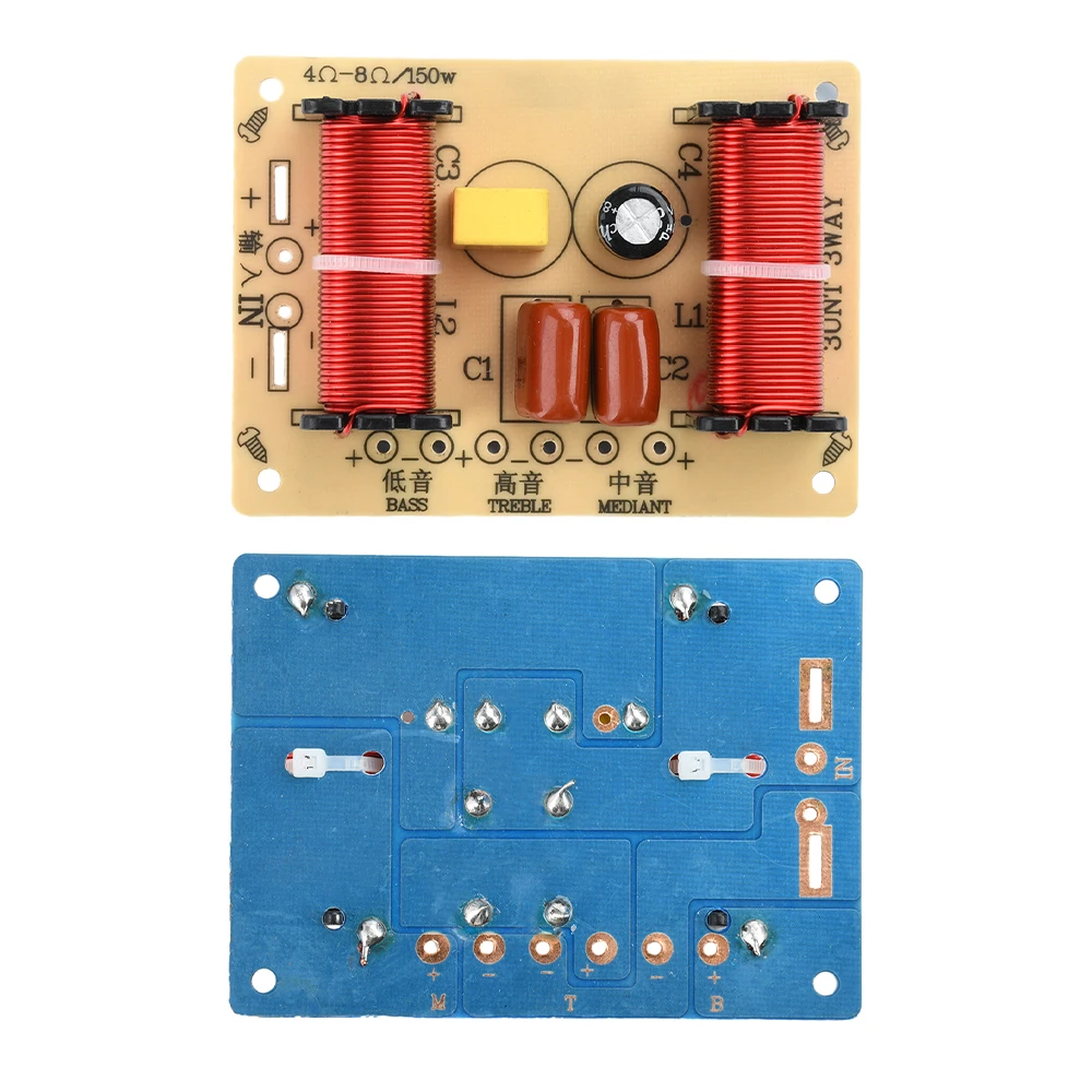 150W 3 Way HiFi Speaker Frequency Divider Audio Crossover Filter Treble Alto Bass Frequency Divider for Professional or Home Use