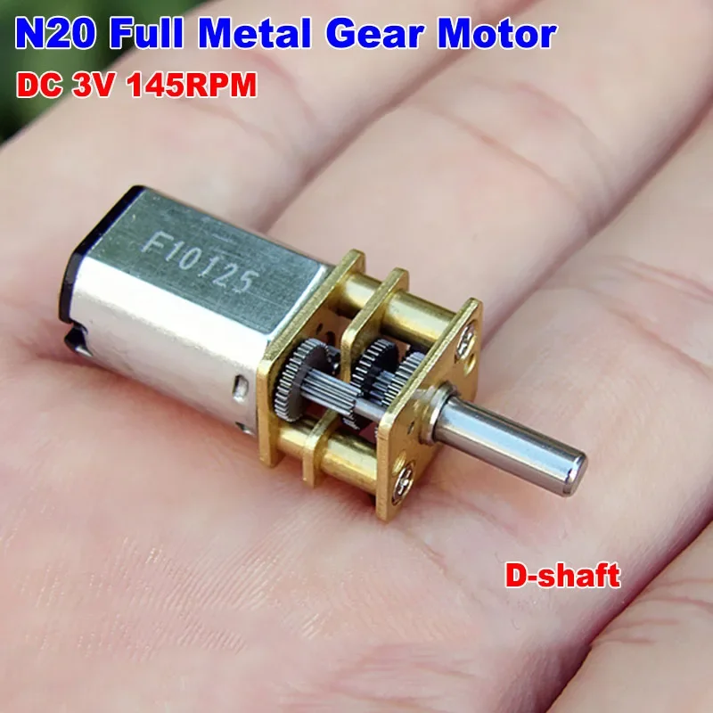 GA12-N20 Precision Full Metal Gearbox Geared Motor D-shaft DC 3V 145RPM DIY Robot/ Smart Car/ Electronic Lock