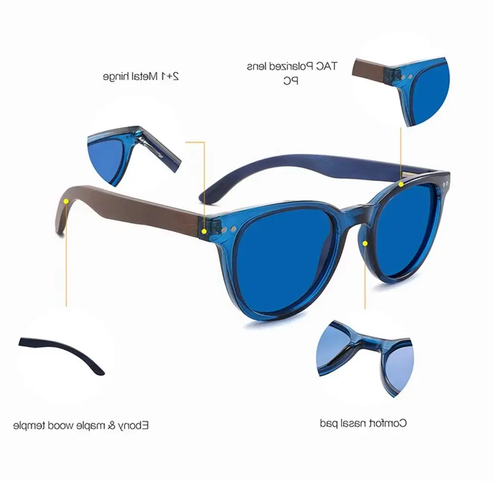 ShinyCoCo Luxusmarke, grenzüberschreitende, hochwertige, doppellagige Holz-Sonnenbrille mit Beinen, polarisierte Sonnenbrille, Reisnagel, Bambus und Holzbrille