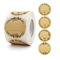 500pcs Round Floral Thank You Stickers Canning Labels for Food Containers Jars,Gift Baking Packing Decor,Can write 1.5inch