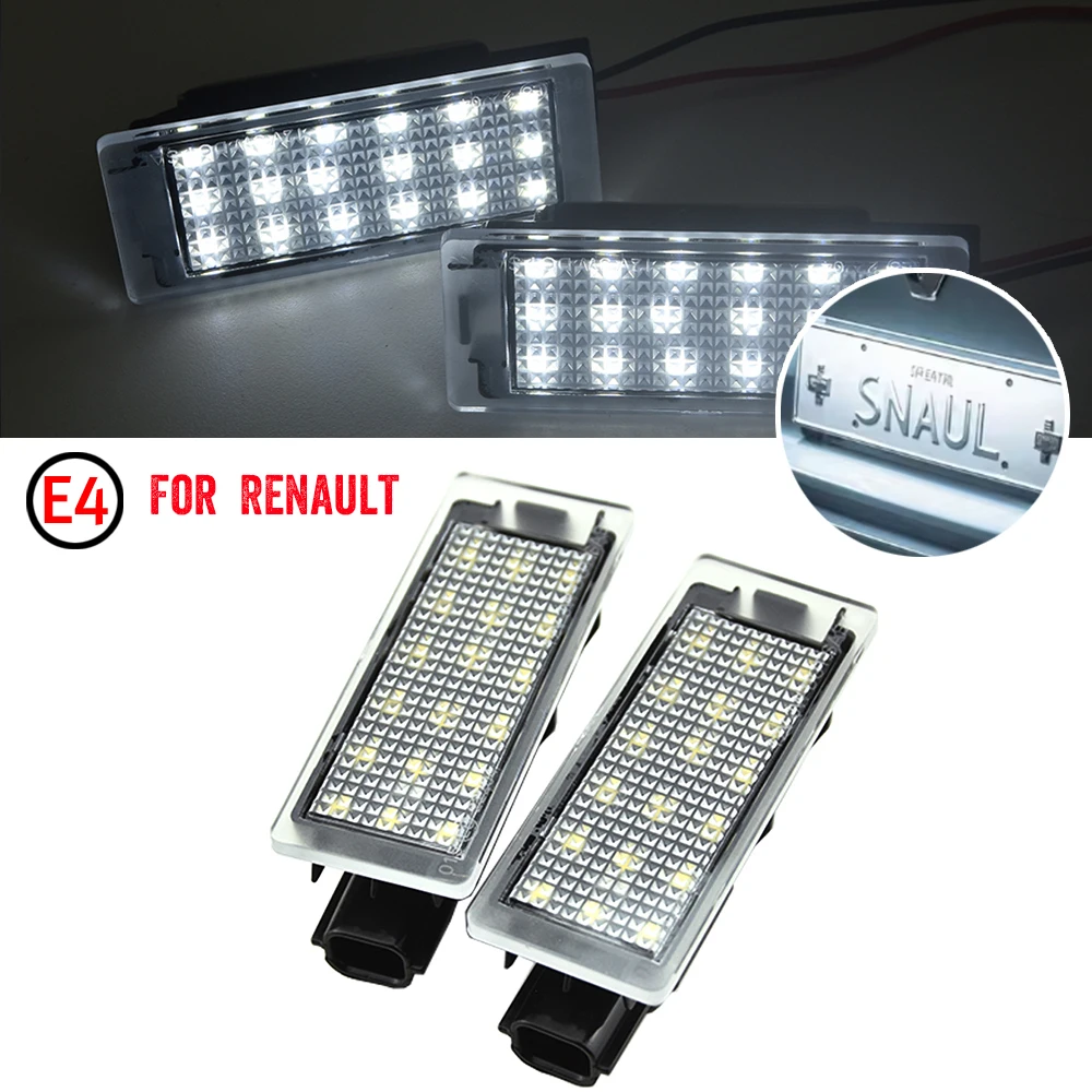 2 قطعة LED لوحة ترخيص السيارة LightNumber لوحة ضوء لوحة ترخيص ضوء لرينو كليو MK III MK IV 2006 +