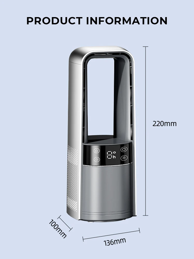 Portable Mini Air Conditioner USB Air Cooler Bladeless Electric Fan 4-speed Silent Timed Air Conditioner Cooling Fan 4000mAh