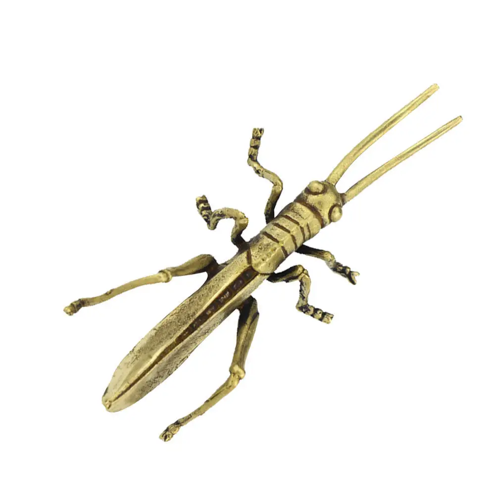 1Pcs Vintage Brass Grasshopper Decoration Home Desktop Ornament Retro Archaize Artware Lifelike Decor Decoration