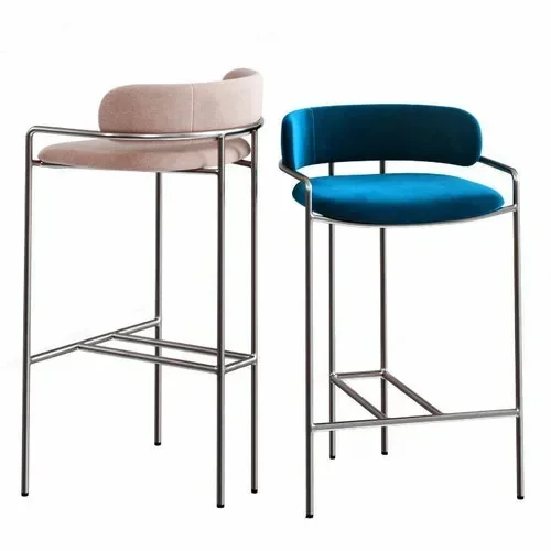 Chaises de Bar Nordiques en Fer Forgé, Meubles de Cuisine Modernes et Minimalistes, Tabouret Haut Créatif avec Accoudoir à 73 Dossiers