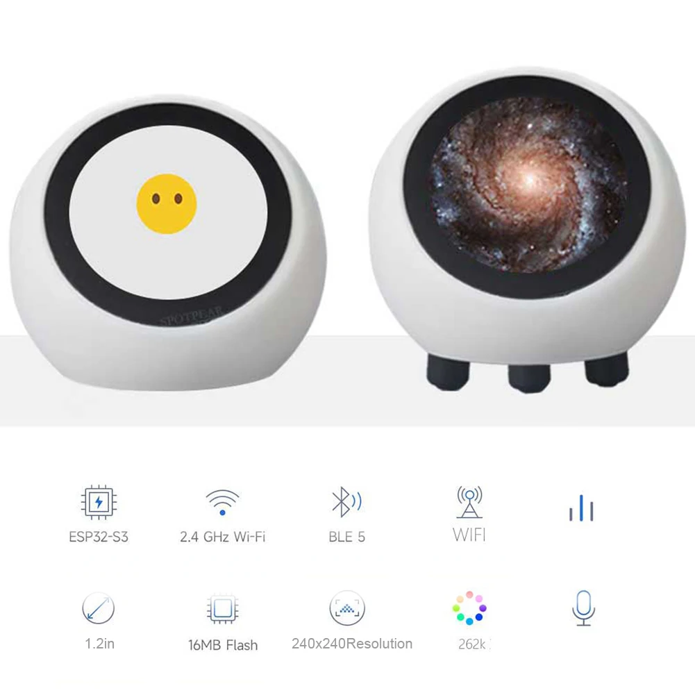 DeepSeek XiaoZhi AI ボイスチャットロボット ESP32-S3 1.28 インチ LCD N16R8 開発ボード宇宙飛行士時計デスクトップ装飾品