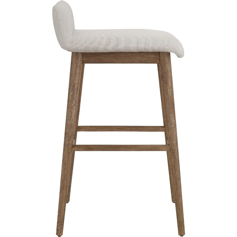 Upholstered Pub Height Bar Stools 24  Inch Low Back Wooden Barstools Set of 2 Chairs Linen Chair Barstool Furniture Stool