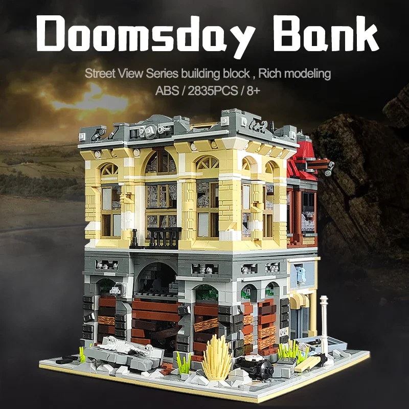 

Street View The Doomsday Bank Building Blocks MOC Ideas Assembly Model DIY Set Bricks 2835PCS Plastic Toys For Children Gifts