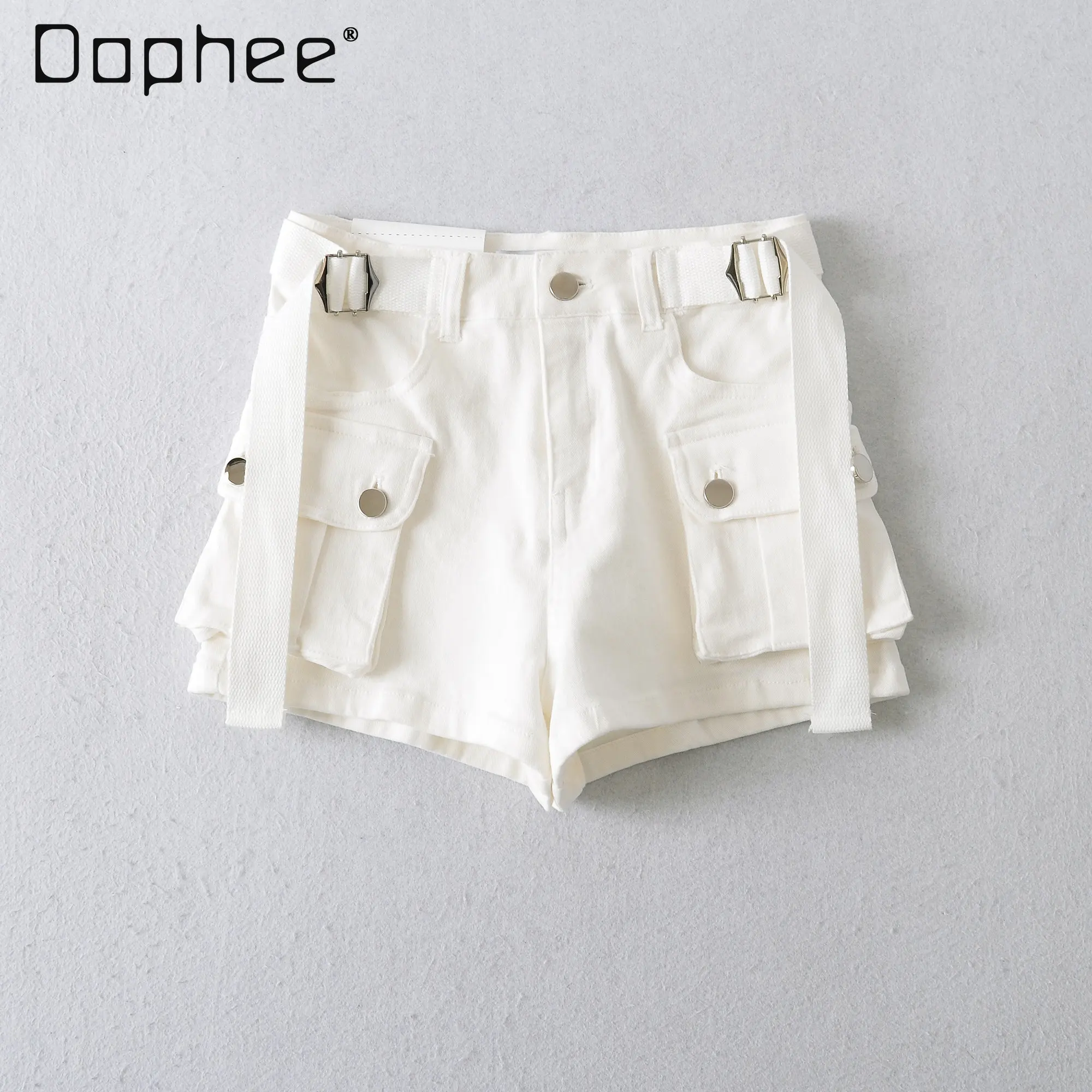 

Американские ретро-шорты с высокой талией и большими карманами, женские, однотонные, универсальные, облегающие, сексуальные, широкие шорты, женские летние новинки