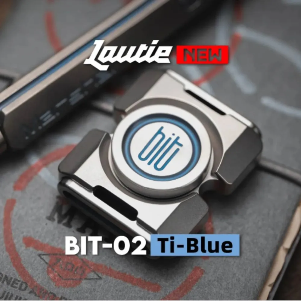 LAUTIE Bit-02 Titanium Alloy-Blue Fidget Spinner Bit Series Rectangular Shape Fingertip Spinners Metal Fidget Spinner
