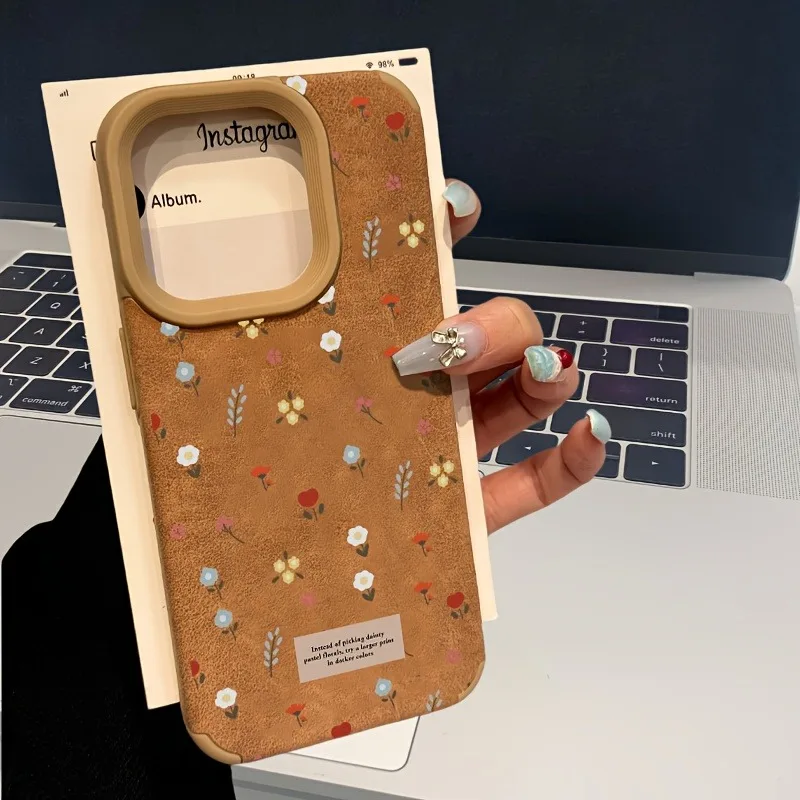 Para iphone 16 15 14 pro max 13 12 11 xs xr 16 plus vintage outono e inverno floral caso de telefone à prova de choque pára-choques proteger capa