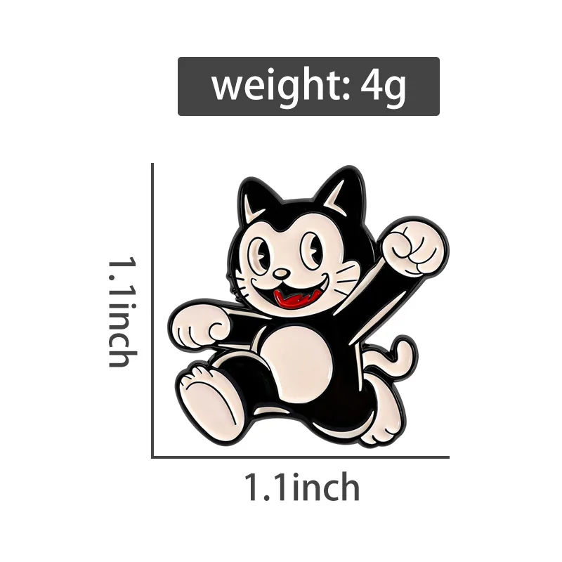Black White Cat Enamel Pins Custom Cartoon Brooches Lapel Badges Vintage Anime Inspired Animal Jewelry Gift for Friends