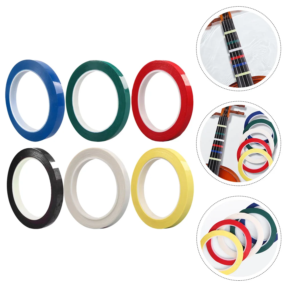 

6pcs Violin Fingerboard Stickers Colorful Position Tapes for Beginners Cello Accessories White Red Green Black Blue Yellow