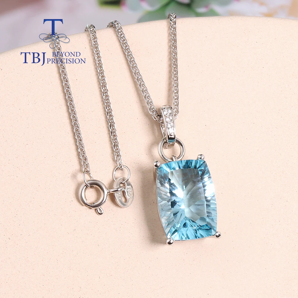 Collier en topaze bleu ciel naturel pour femme, design simple, argent regardé 925, bijoux fins, tenue quotidienne