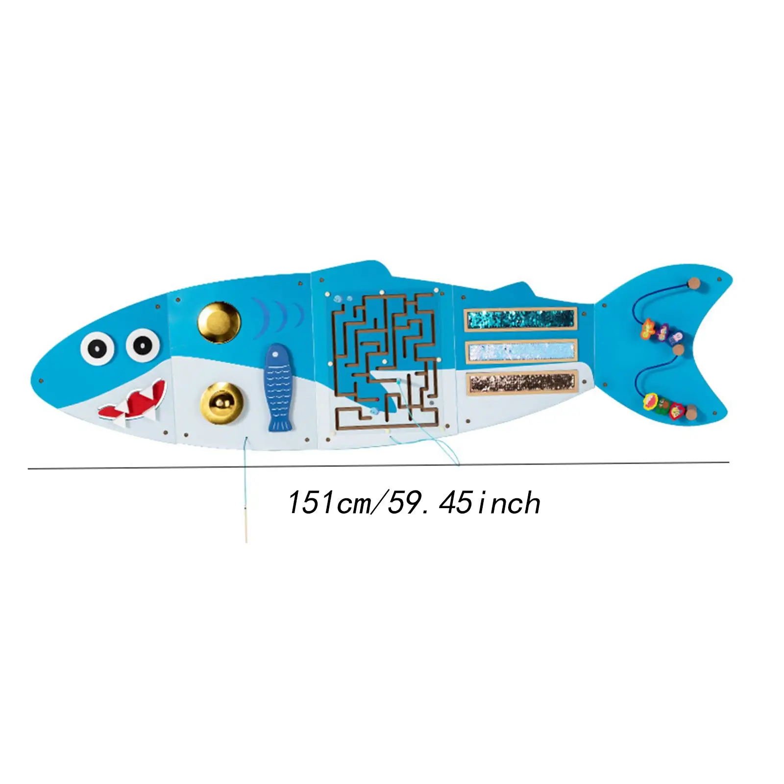 Shark Montessori Busy Board Early Development ผนังตกแต่งปริศนา Interactive ไม้ Interactive ของเล่นสําหรับ Daycare เด็ก