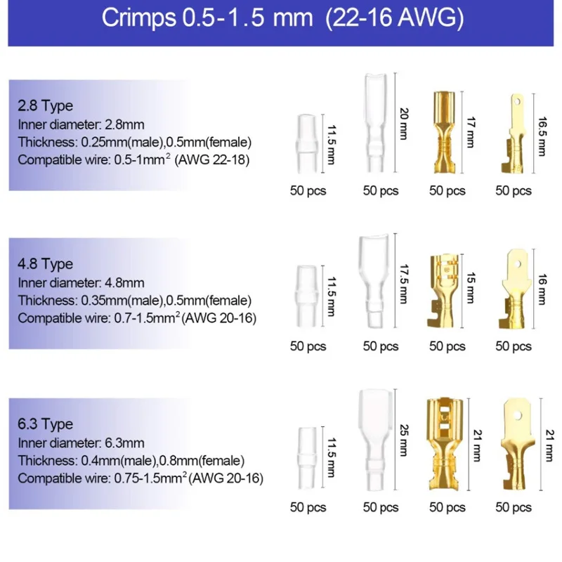 HS-48B Set 600Pcs Koudgeperste Diverse Crimp Terminal Para Fio Combinatie Plug Voorjaar Boxed Connector Cross Draad Krimpen tool