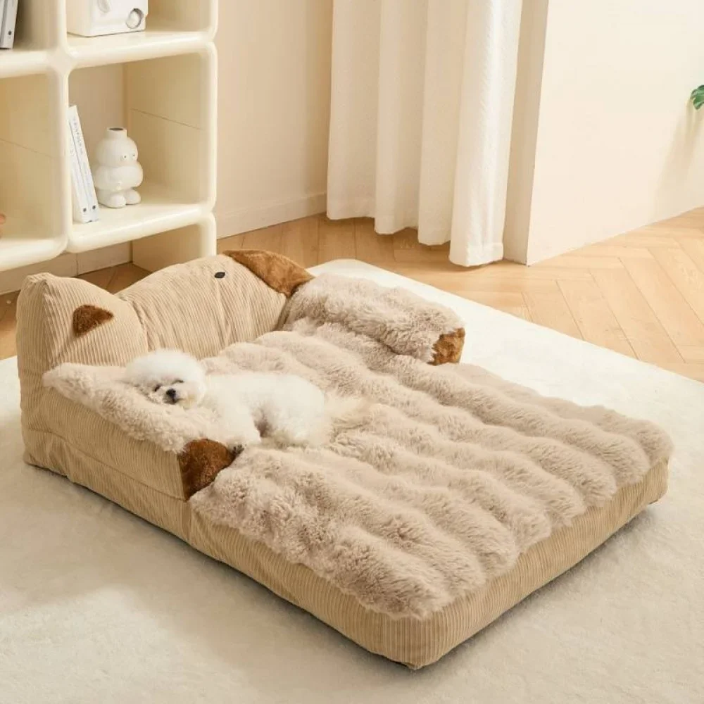 

Premium Anti-Slip Pet Couch - Orthopedic Bed for Dogs & Cats | Luxurious Brown Sofa with Removable Cover