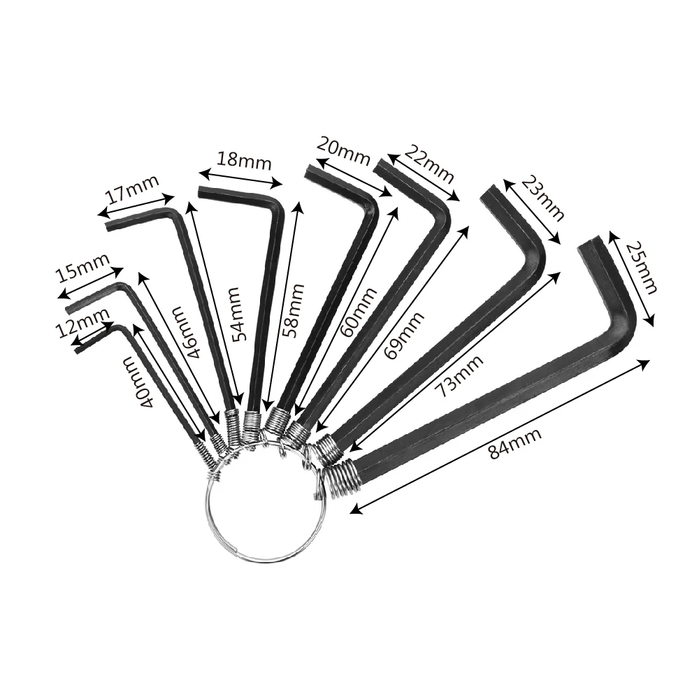 8Pcs/Set for Daily Use 45 # steel Convenience Allen Key Wrench Hand Tool Hexagon Hex End Bike Bicycle Repair Set