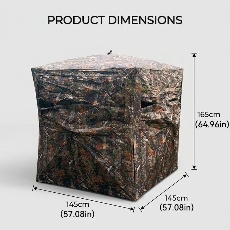 Hunting Blind Pop Up Tent 360 Side Opening Camouflage Observation Window Oxford Fabric for Turkey Deer Hunting