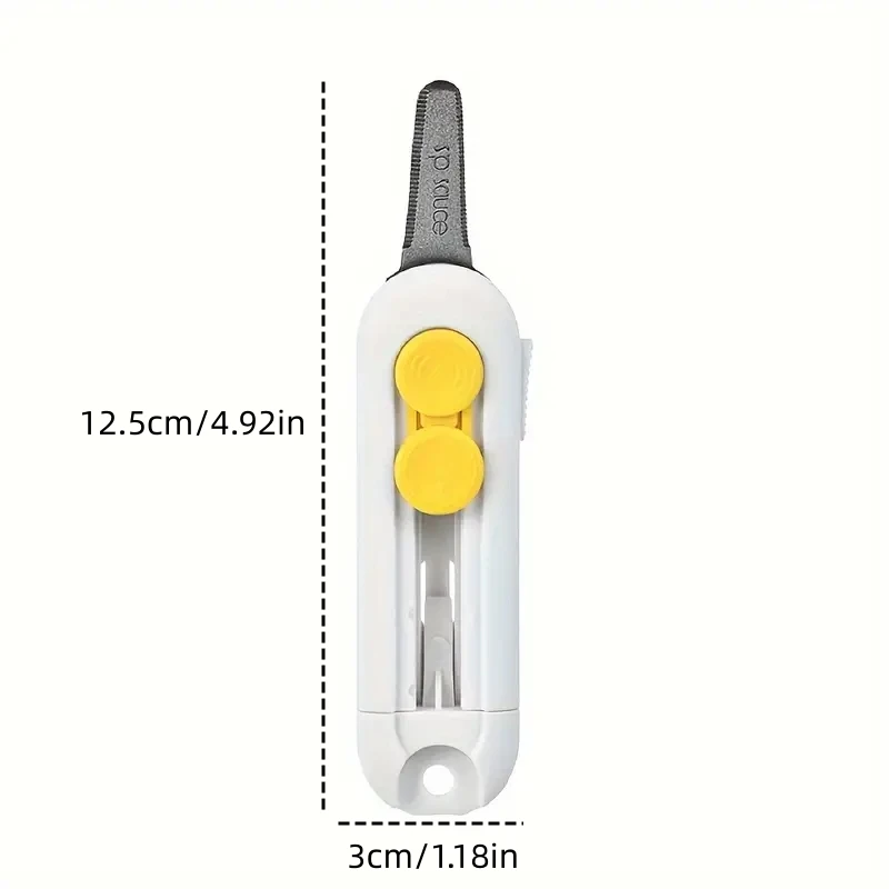 ポータブル磁気ミニボックスカッター、レターオープナーとペーパーカッター、格納式ブレード、耐久性のある腹筋素材ボックス、1個