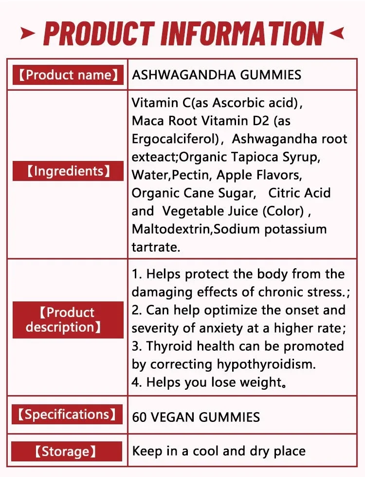 1 bottle Ashwagandha Gummies Pills Improving Mood Reduce Stress Better & Longer Sleep Support Stronger Immune System health food