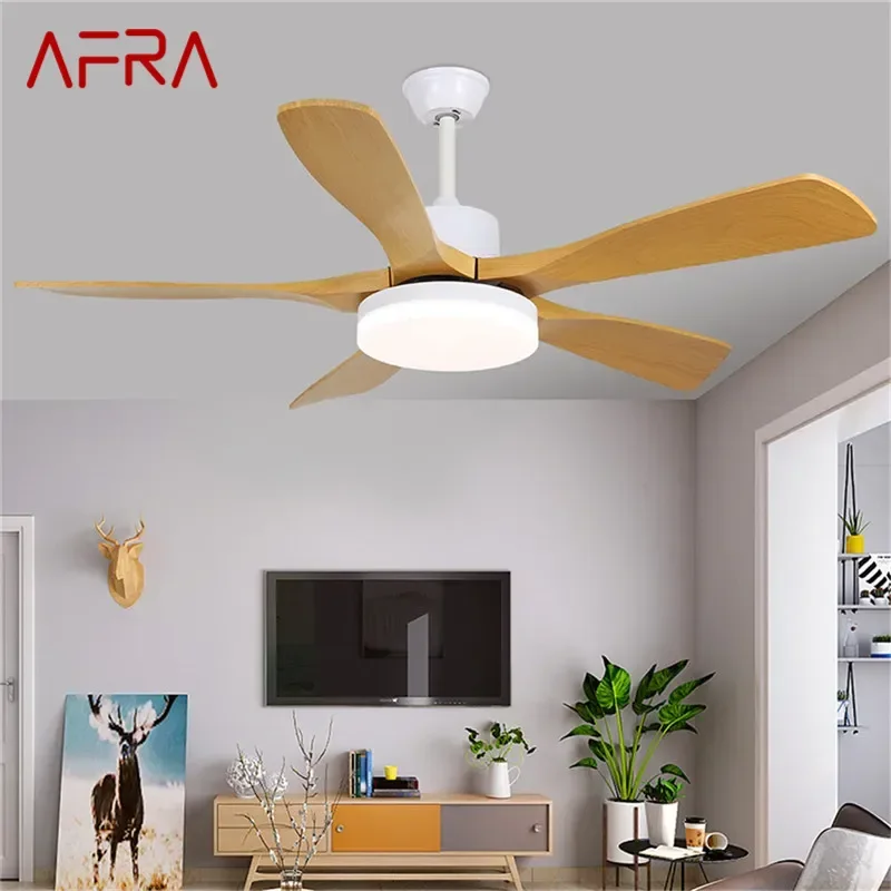 

AFRA Modern Fan Light Luxury Living Room Restaurant Bedroom Study LED Ceiling Fan Light Remote Electric Fan Light