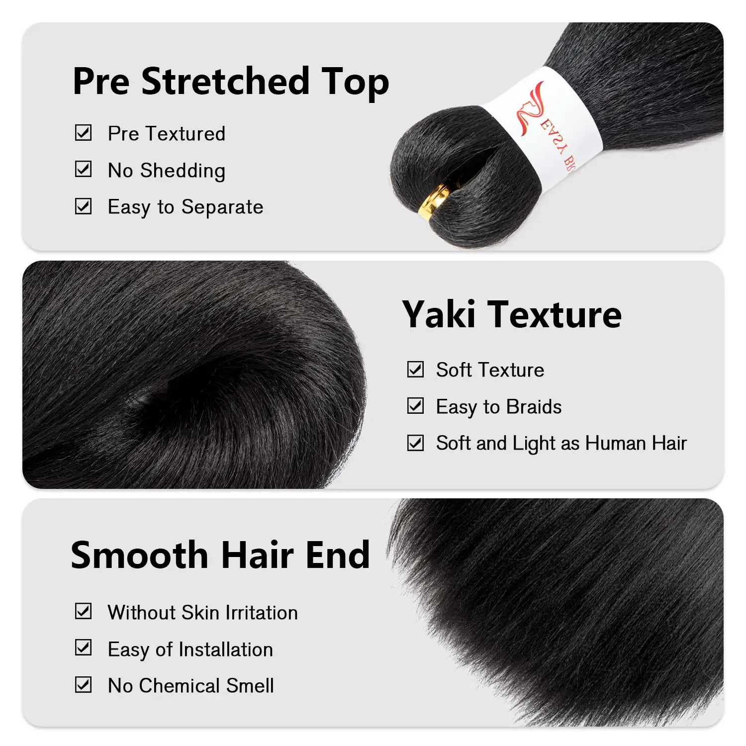 26 Zoll Synthetische Flechthaar-Faser Weiche Leichte Haarverlängerungen für DIY Box Braids Heißwasser-Fixierung für Damenfrisuren – Detail 4