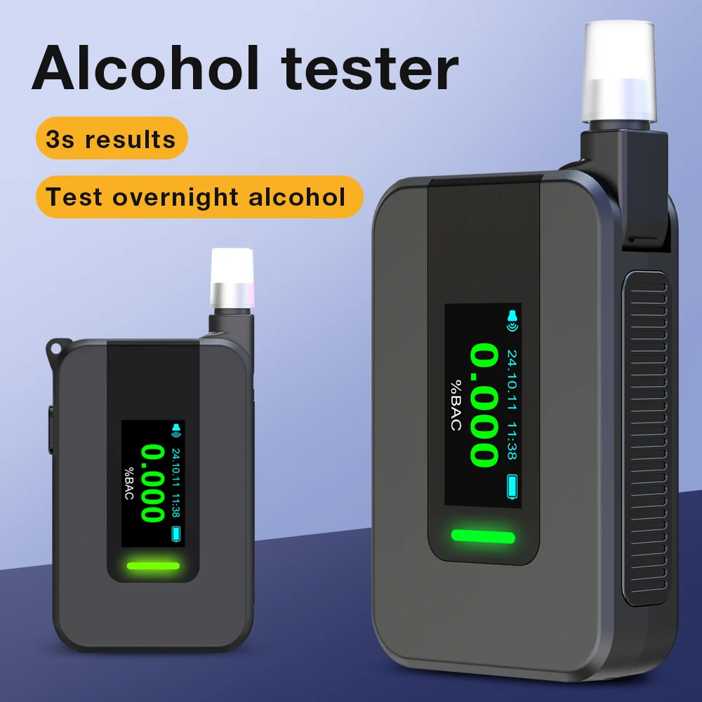 Portable Alcohol Tester Electrochemical Alcohol Detector Professional Breathalyzer LCD Display Drunk Driving Test Alcohol Meter