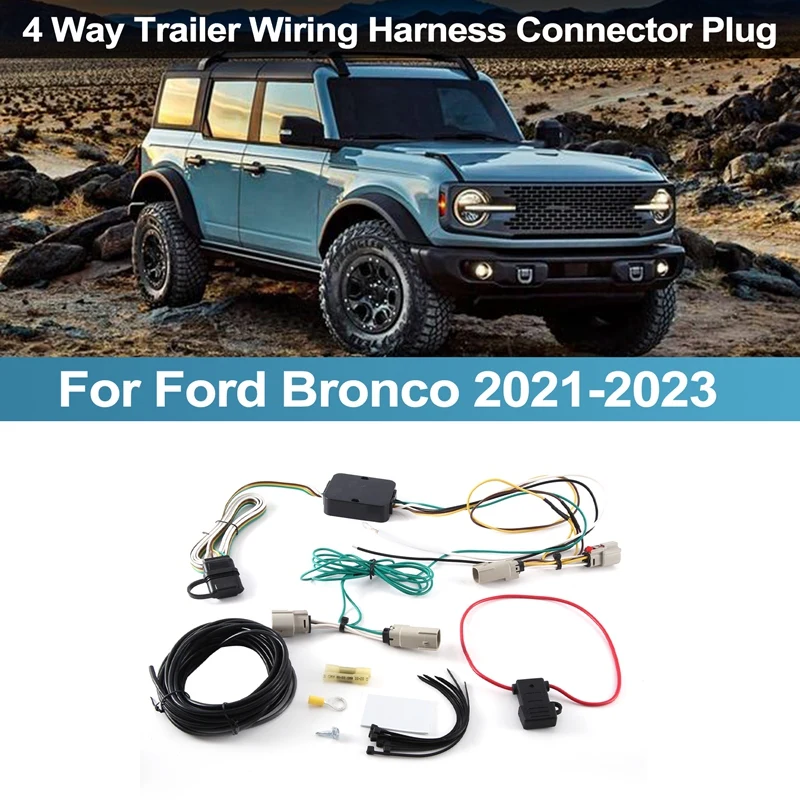 4 Way Trailer Wiring Harness Connector Plug 56471 118867 Replacement Parts Fit For Ford Bronco W/O LED Taillights 2021-2023