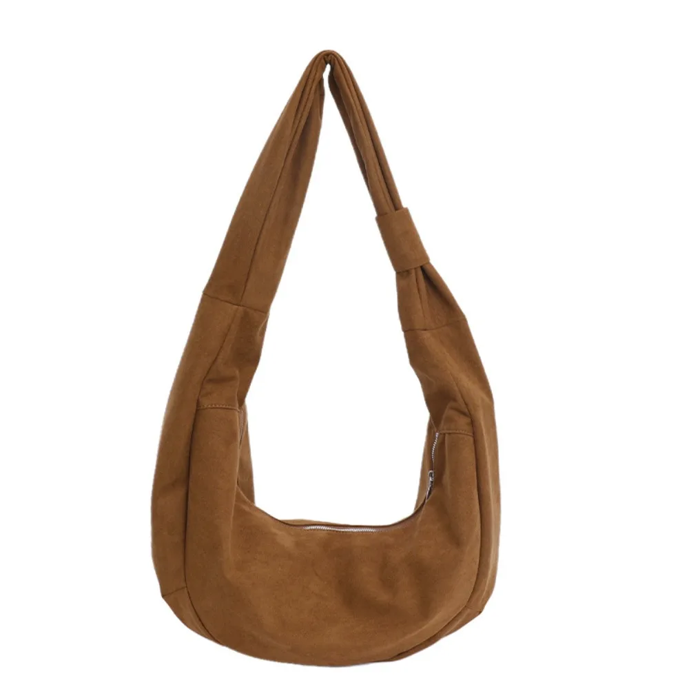 

Zipper Suede Matte Dumplings Bag Handbag Solid Color Vintage PU Crossbody Bag Large Capacity Korean Style Female Tote Bag Gift